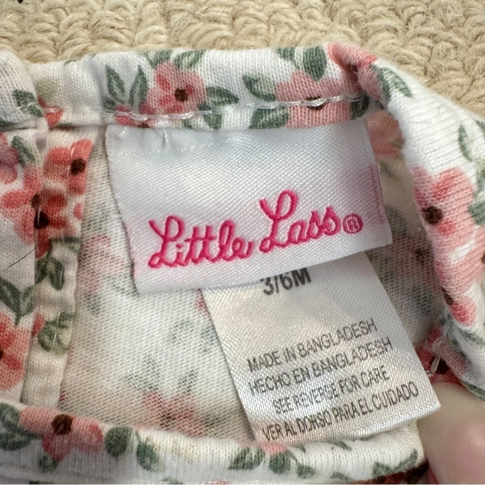 Little Lass White Pink Floral Ruffle Sleeve Baby Bodysuit